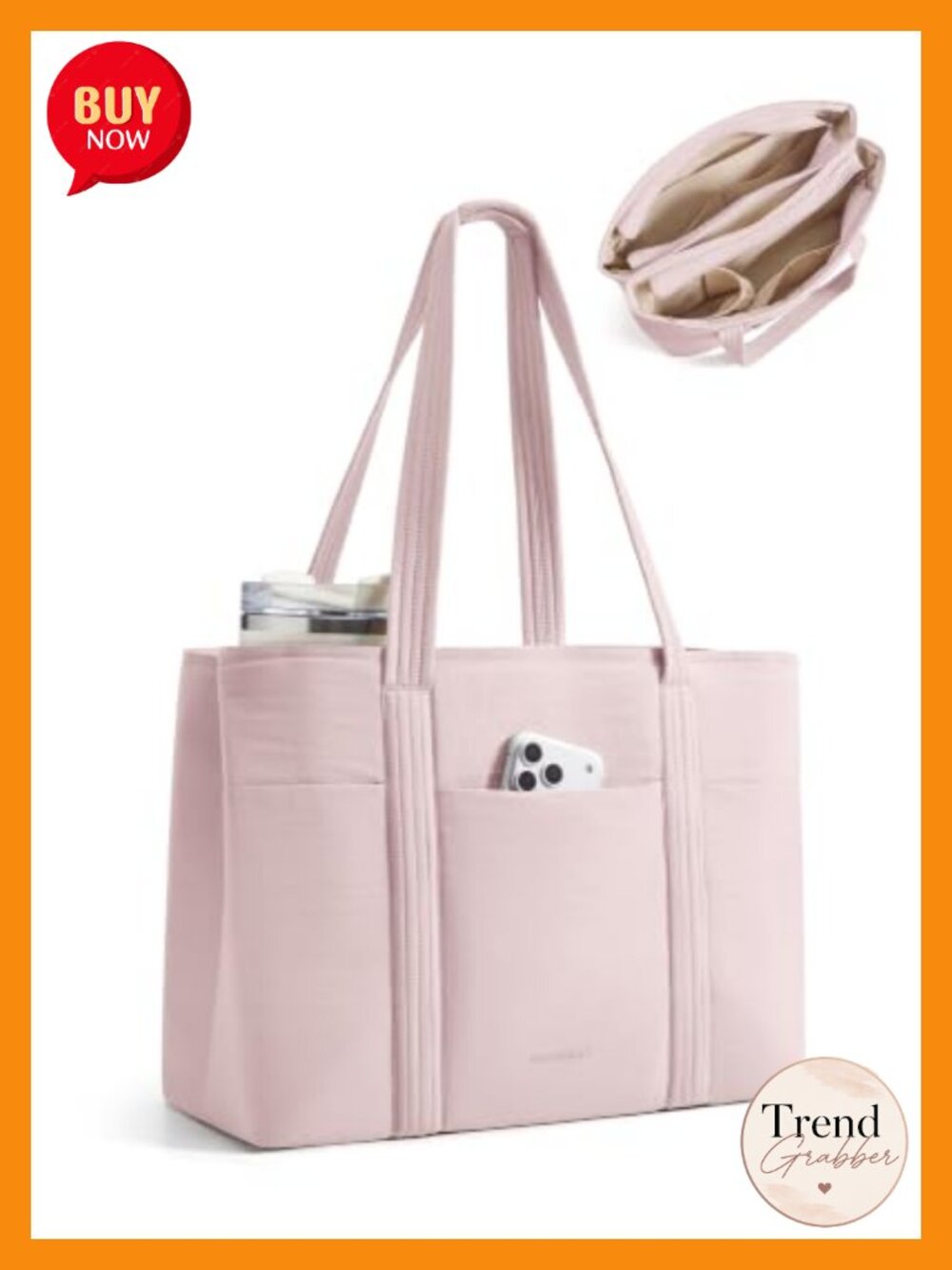 Large Work Tote Bag for Women 3 Compartment Padded Laptop Sleeve Water Resistant